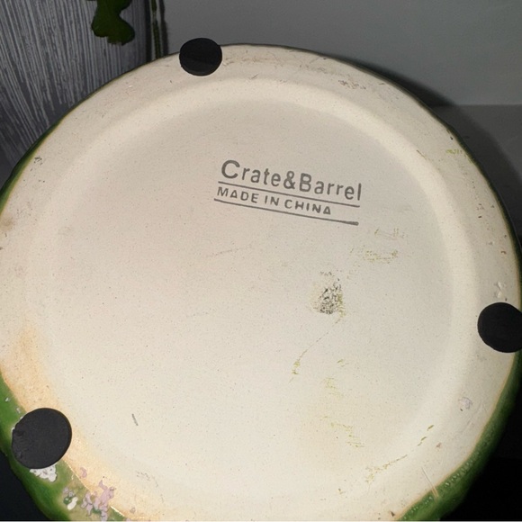 Crate & Barrel Elba Glazed Ceramic Planter Green 7” H 6” D - Picture 3 of 5